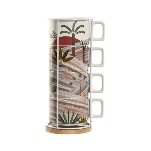 SET 4 TAZAS CAFE ITEM CALIMA 26CL C/SOPORTE